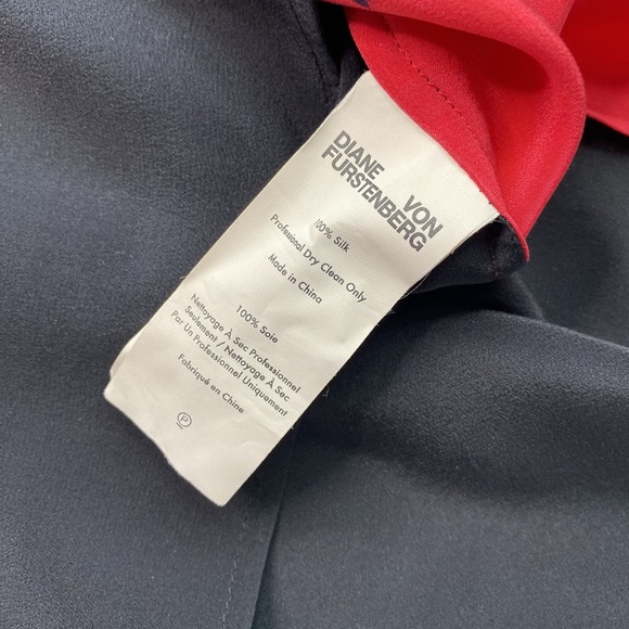 Diane Von Furstenberg Red Floral Silk Blouse Women's Sz Small As Seen on TV - Picture 6 of 7